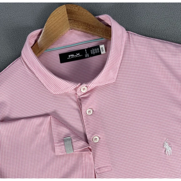 RLX Ralph Lauren Other - RLX Ralph Lauren Polo Shirt 2XL Pink Houndstooth Cutaway Collar Performance Golf
